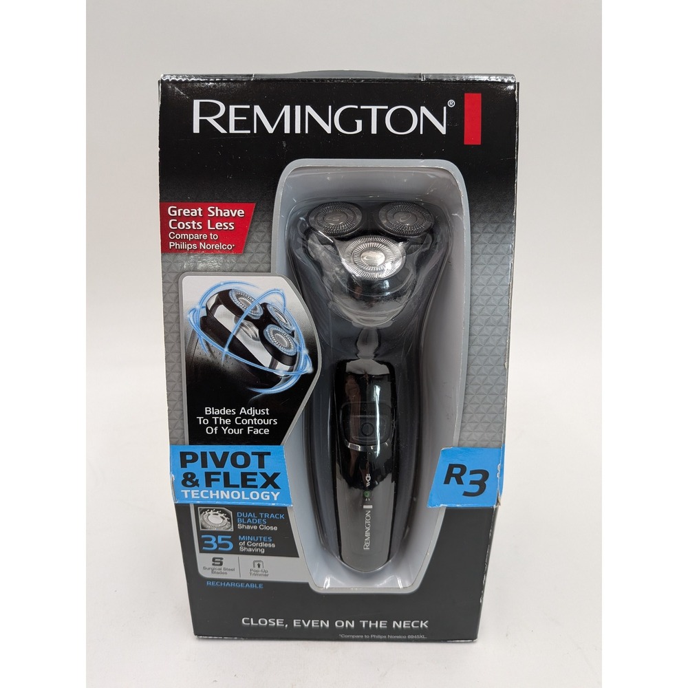 Remington R3 R-4110 Pivot & Flex Cordless Rechargeable Rotary Shaver Black